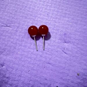 Silver s925 Red Agate Stud Earrings